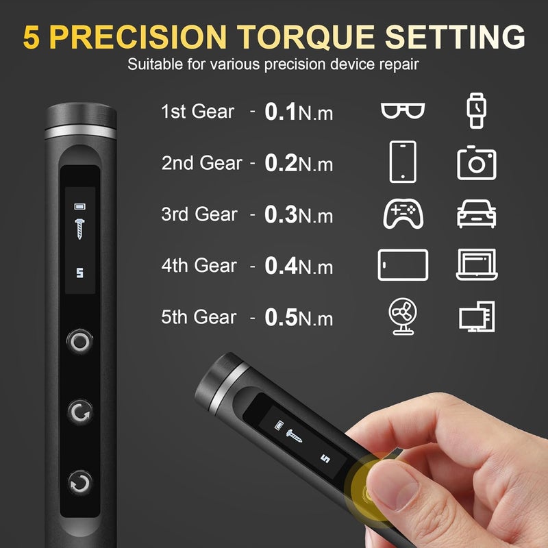 XIAONIAN Electric Screwdriver Set,76 IN 1 Mini Electric Screwdriver Cordless Set with LED Display,5 Torque Settings Repair Tool Kit for Electronics Phone Camera Laptop Watch - Image 2